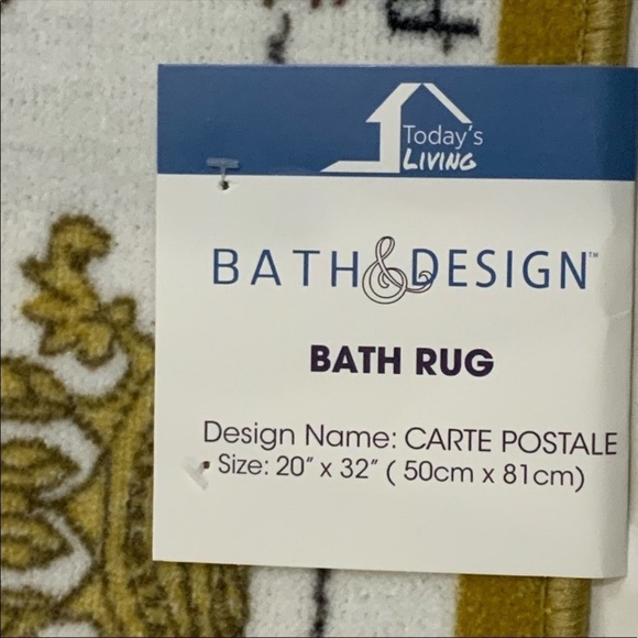 Paris Eiffel Tower French Bath Mat Rug Rectangle White Gold 20 X 32 in - Picture 9 of 14